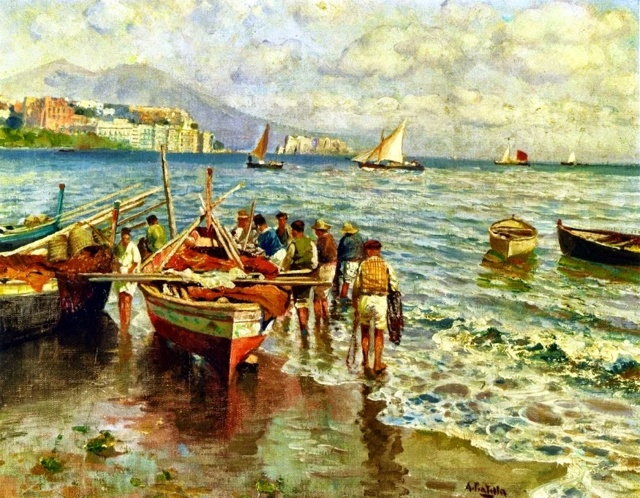  119-Attilio Pratella -pescatori a riva 